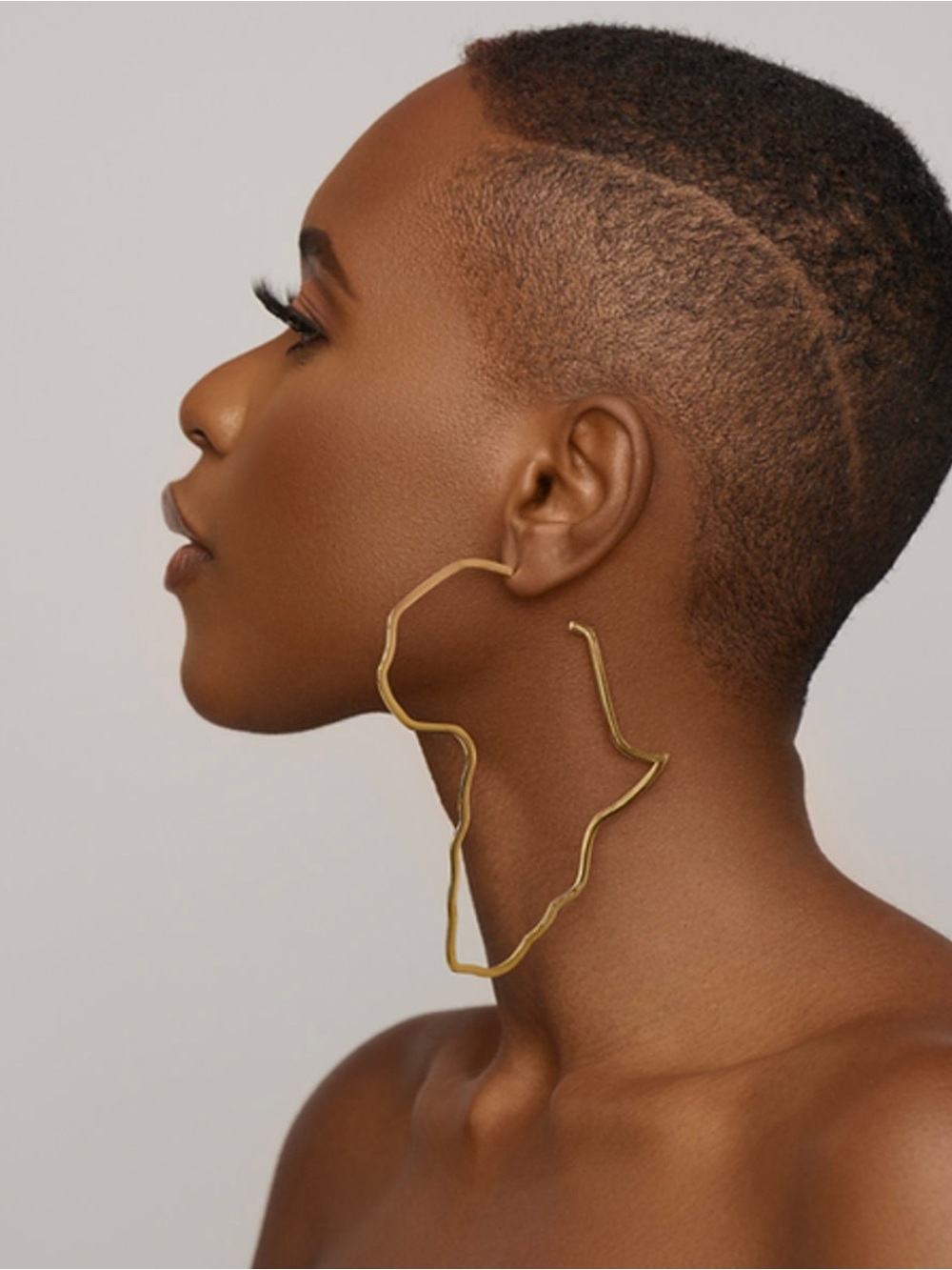 Gold Abstract Contour Hoop Earrings - Women Jewelry 11cm